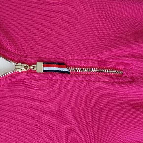Tommy Hilfiger Quarter Zip Collared High Low Top M Pink - Picture 4 of 11